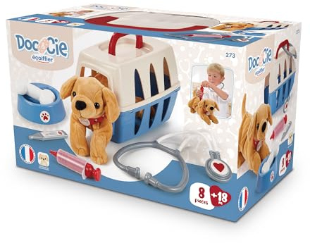 Ecoiffier - Valisette Vétérinaire Enfant 24 Cm - Chien en Peluche Et Accessoires de Soin Inclus - Jeu d'imitation - Dès 18 Mois - Jouet pour Enfant - 273 - Garantie France Origine