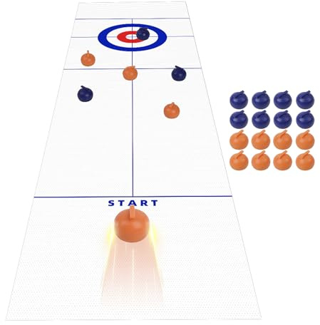 Juego de Curling de tejo para Interiores: Juego de Deportes de Mesa, Superficie de 53 x 10 Pulgadas | Mesa en Miniatura para el hogar, Patio Trasero, Picnic, Viajes, Entretenimiento,