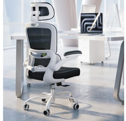 TRALT Ergonomischer Bürostuhl: Office Chair mit Verstellbarer Kopfstütze | Bürostuhl Gaming Stuhl Schreibtischstuhl aus PU-Leder mit hochklappbaren Armlehnen für Erwachsene geeignet 150 kg