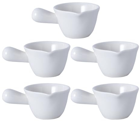 Operitacx Set 5 Pezzi di Piccoli Bricchi per Latte in Ceramica Bianca da 100ml, Pratici e Facili da Conservare, la Casa e Negozi di Dessert