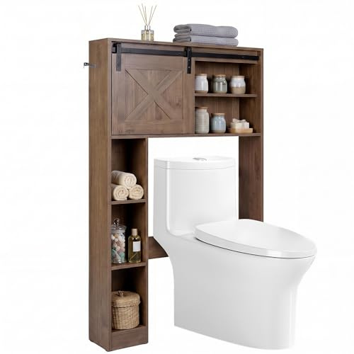 LIFEZEAL Mobile Lavatrice e Asciugatrice con Ante Scorrevoli e 3 Ripiani, Scaffale Sopra Lavatrice in Legno, Salvaspazio, Mobile sopra il WC per Lavanderia e Bagno (84,5 x 17 x 128 cm)