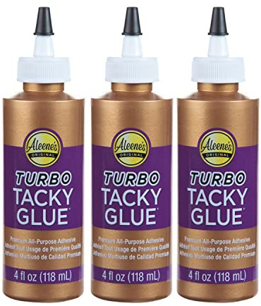 Aleene's Turbo Tacky Glue Superkleber Flasche 118 ml – 3 St. Starker Alleskleber – Transparenter Kleber für Papier, Holz, Glas, Textilien und mehr – für Karten Basteln, DIY, Scrapbooking und Modellbau