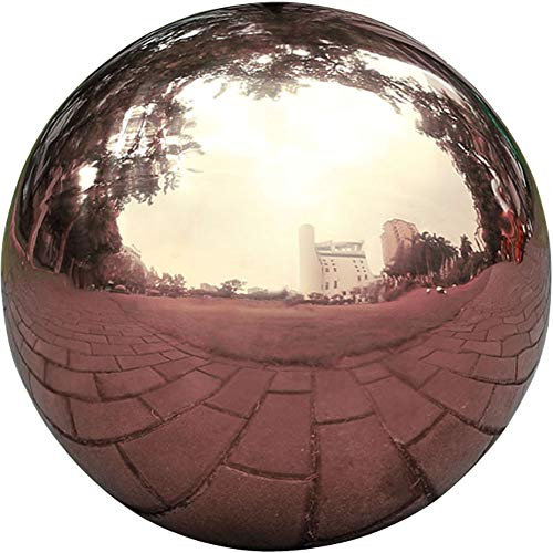 HomDSim - Sfera da Giardino in Acciaio Inox Lucido e Riflettente, Diametro 25 cm, Colore: Oro Rosa