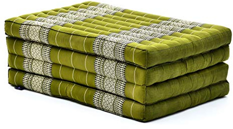 Leewadee Trifold Mattress Standard – Comfortable Thai Massage Pad, Foldable Floor Mattress Filled with Kapok, Perfect to Use as a Sleeping Mat 79 x 28 inches, Green