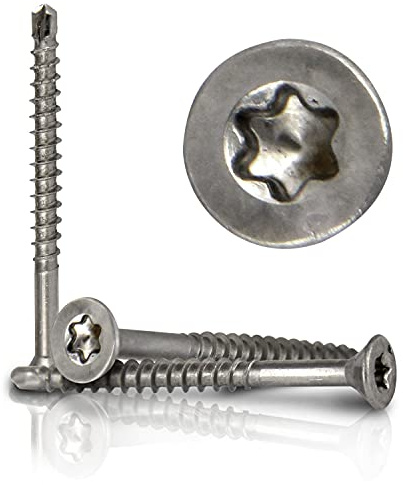 PROTECH 300 Stück Spanplattenschrauben 4x60mm V2A Edelstahl A2 Teilgewinde Senkkopf Torx-Antrieb TX Innensechsrund Schraube für Holz Holzwerkstoffe Weichholz Bohrspitze