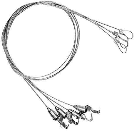 Demiawaking Cavi a Sospensione Filo da Appendere in Acciaio Inox Gancio con Filo per Esposizione di Immagini in Galleria d'arte Gancio Appendi Quadro Kit per Appendere Foto, Quadri, Immagini, (4pcs)
