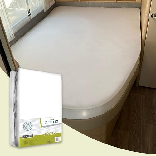 Dexitex - 1 Coprimaterasso Camper - angolo a destra- Materassi per Camper - Accessori per Camper - Letti Francesi - Oeko-TEX - 100% Cotone - Bianca