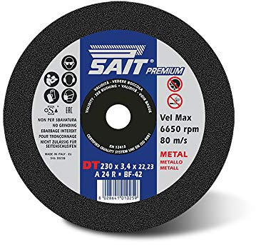 Sait 01008 Premium DT A 24 R - Disco da taglio con sezione centrale a tartaruga, 150 mm x 3,2 mm, 100 pezzi