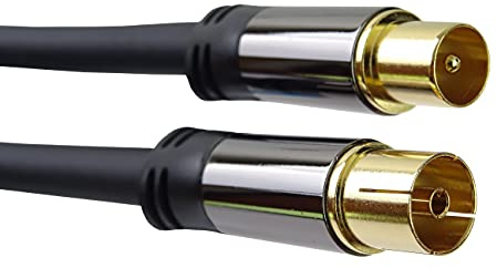 PremiumCord Cable de Conexión de Antena de TV HQ, M/H, 75 Ohm (135 db), 4X Blindado, Conector Metálico, Longitud 1,5 m