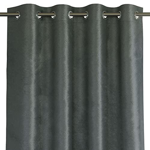 AmeliaHome Vorhang 140x250 cm 1 St. Velvet Optik Samt Verdunkelungsvorhang schimmernd Ösenschal Glamour Anthrazit