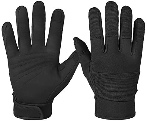 Leder Garten Werkzeug mit Klettverschluss Touchscreen Gartenhandschuhe für Garten und Bodenarbeiten Arbeitshandschuhe Dornenfest Rosenhandschuhe,Black,M