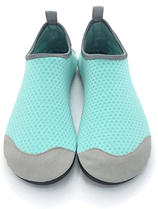 AUXDIQ Schwimmschuhe Badeschuhe Aquaschuhe Surfschuhe Wasserschuhe Strandschuhe Barfuß Schnell Trocknend für Damen Herren, Jacquard Blaugrün, 42/43 EU