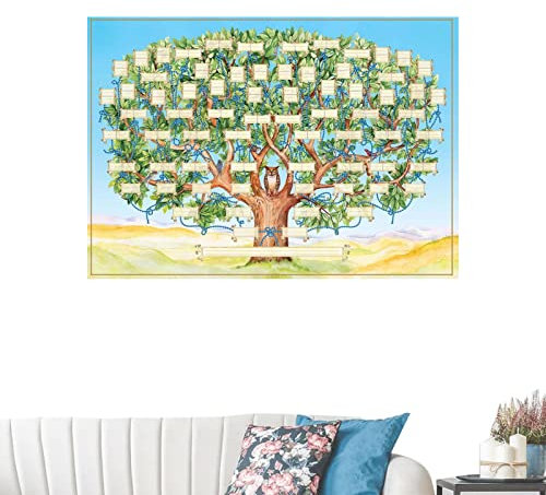 Aelevate 2 Stammbaumdiagramm zum Ausfüllen - Leeres Genealogie-Plakat | Ahnentafel-Poster zum Ausfüllen mit Ihrer Familie, 40 x 60 cm / 15,75 x 23,62 Zoll