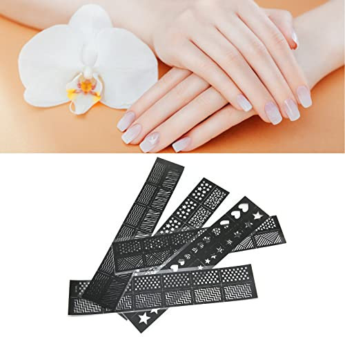 5 Feuilles D'autocollants pour Ongles Aérographe Modèle D'impression D'art D'ongle Différents Modèles évider Décalcomanies pour Ongles Estampage Plaques de Pochoir Outil de