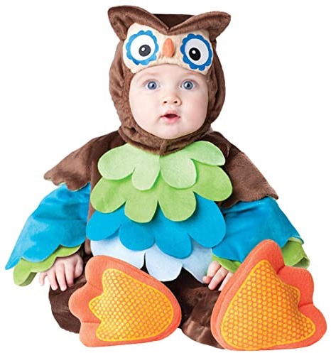 QIYUANT Baby uggla kostym små barn karnevalkostym pojkar flickor karneval halloween 0–3 år fleece sparkdräkt onesie med huva och foder 80 (6–12 månader)