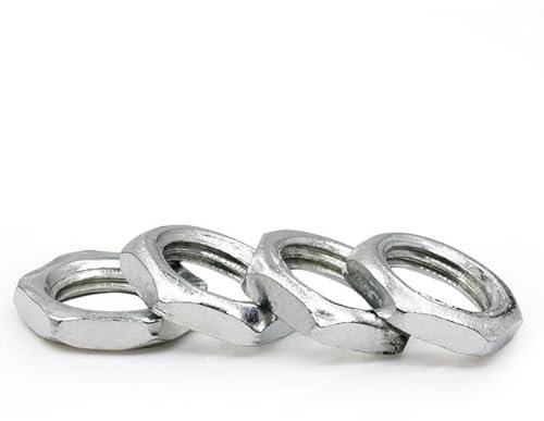 10/20-teilige Sechskantmutter aus Kohlenstoffstahl GB6173 verzinkt/Farbe Zink/Nickel Dünne Feinzahn-Sechskantmutter M7-M16-12 x 1,25 x 10 mm (10 Stück), verzinkt-weiß