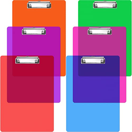 Erinnmy 6 Stück Klemmbrett A4,Klemmbrett mit Gummierter Metalklemme,Pad Halter Clipboard,Klemmbretter A4 Zwischenablage Schreibblock mit Aufhängeose für Büro Schule Arbeit Business Restaurant 6 Farben