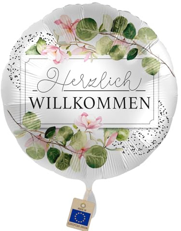 Folienballon Herzlich Willkommen – Luftballon für Hochzeit, Geburtstag, Party & Empfang, Helium geeignet, wiederverwendbar, Made in EU
