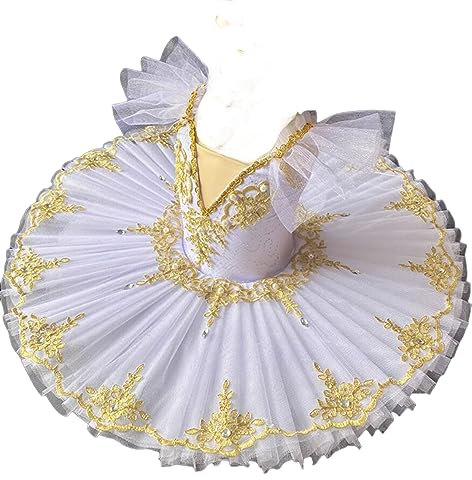 EFLALYHG Ballett-Tutu für Mädchen, Bestickt mit Pailletten, Netz-Tutu-Kleid, Schwanensee, Ballerina, Performance, Tanzbekleidung, Party, Wettbewerb, Kostüm,A5,120