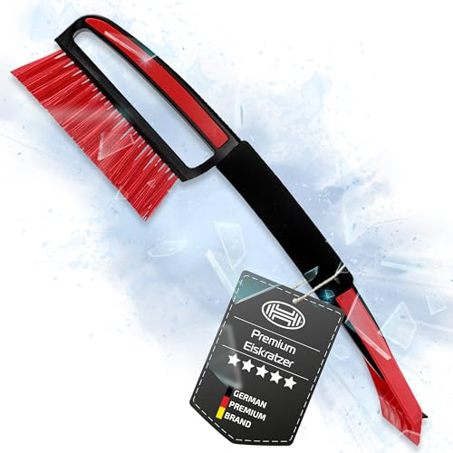 HEYNER® Eiskratzer mit Schneebesen & ergonomischen Griff, 44x9,5cm-Klinge | Auto-Besen aus gesplissten Borsten, 1cm Breit