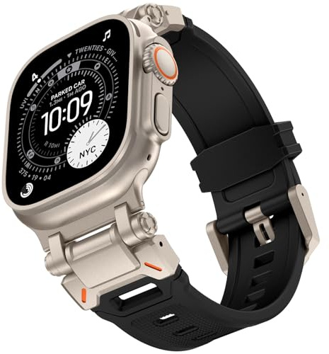 KADES 49mm 46mm 45mm 44mm 42mm(series 3) für Apple Watch Armband,TPU Robustes Sport Silikon Armband Ersatzarmband für iWatch ultra 3 2 1/Series 11 10 9 8 7 6 5 4 3 2 1/SE 3 2 1,Titan/Schwarz