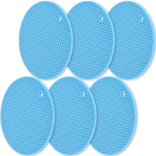 homEdge Silikon-Untersetzer, 6 Packungen, Mehrzweck-Topfhalter, rutschfest, hitzebeständig, Blau