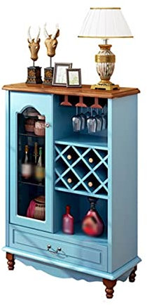 MOOWI Weinschrank Weinschrank aus Holz for den Haushalt, Kleiner Weinbarschrank mit quadratischem Weinaufbewahrungsgitter, Mehrzweck-Weinbäckerregal, Sideboard Barschrank (Color : B)