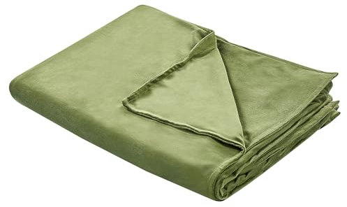 Beliani Modern Duvet Weighted Blanket Cover Polyester Fabric 135 x 200 cm Solid Pattern Dark Green Rhea