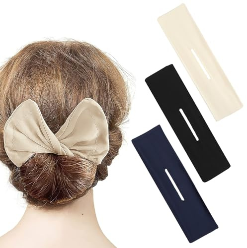 Lotbun 3 PCS fermagli per chignon francesi a ciambella,chignon facile per capelli,simple braid maker,ciambella per chignon,accessori per acconciature per donne e ragazze （Blu scuro, nero e marrone