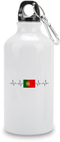 Guangpat Wasserflasche mit Portugal-Flagge, Edelstahl, tragbar, auslaufsicher, Fahrrad-Trinkflasche mit Karabinerhaken und Sport-Trinkbecher für Büro, Fitnessstudio, Outdoor-Sport, 400 ml
