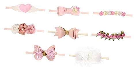 UPKOCH 8stücke Haarschleife Neugeborenen Blumen Haarband Elastische Stirnband Mädchen Haar Dekoration