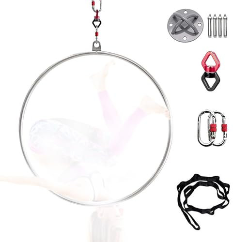 Qiang Premium Aerial Hoop Set Aerial Lyra Hoop Zirkusluftausrüstung Yoga Hoop Edelstahl Aerial Ring Set Aerial Dance Circus Ring,for Yoga Acrobatics Gymnastics,Diameter-80cm
