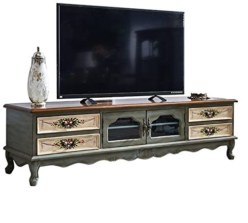 HASMI TV-Schrank Elegante rustikale TV-Konsole, Retro-TV-Ständer, Entertainment-Center mit handbemaltem, langlebigem TV-Medienkonsolenschrank mit viel Stauraum Fernsehschrank (Size : 150 * 50 * 50CM)