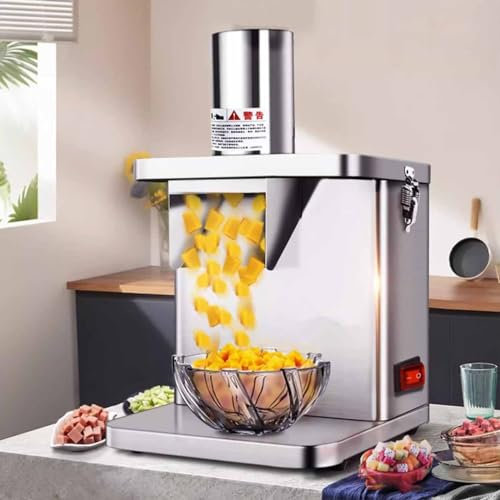 Cortador de verduras eléctrico para restaurante, cortador comercial de frutas y verduras con hoja de 6/8,2/9,3/12,5/15 mm, cortador de verduras profesional, cortador de cebolla de acero inox