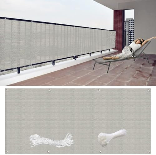 GAIFNAG Balkonumrandung Ohne Bohren 105 x 500 cm Blickdichte Balkonbespannung, Kunststoff Balkonverkleidung HDPE 220G/M², Wind- Und Uv-Schutz für Balkon Terrasse Garten, Grau