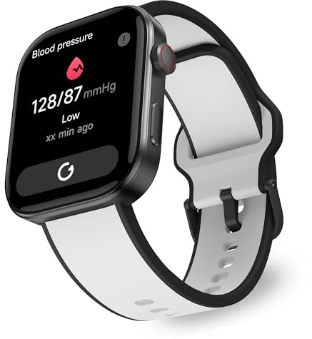 OCTANDRA Beyond VeryFit Smart Watch for Men Women 1.99 AMOLED Screen AI Voice 3ATM Fitness Tracker Watch Heart Rate/Blood Pressure/Oxygen Saturation/Stress/Step/Sleep Monitor (GTX12) (Black & White)