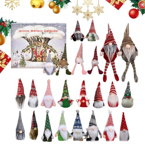Gnome Adventskalender 2024, Christmas Wichtel Adventskalender, 24 Stück Weihnachts Gnome Countdown Kalender, Weihnachts Gnome Gonks Adventskalender Dekoration, Dwarf Puppen Sammeler Figuren Geschenk