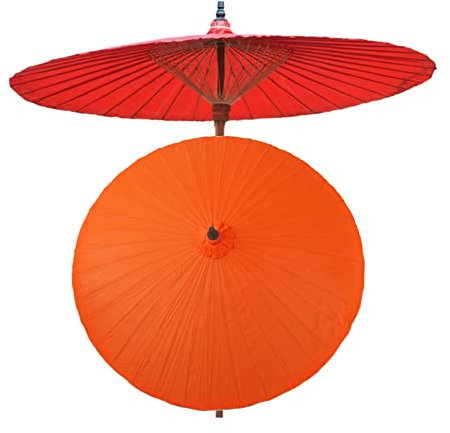 Parasol de jardin rond vintage en bambou fait à la main avec protection UV et résistant à la pluie pour patio, terrasse, piscine, plage, portable, 2 m, parasol classique, Orange