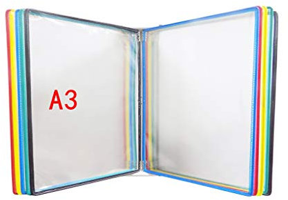 Hängeregistratur-Organizer mit 10 Paneelen und 20 Fächern, Wandmontage, Dokumentenhalter, für A3-Größe, PVC und Metall, 45 x 32 x 8 cm, Farboptionen erhältlich