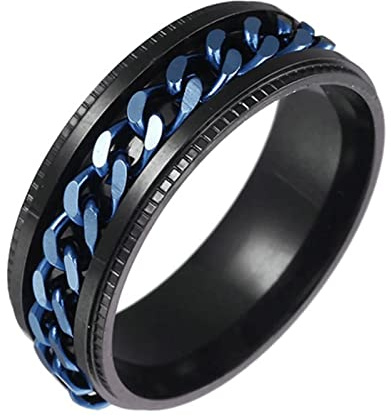 Grewod Herren Edelstahl Ring, 8 MM Bunt Panzerkette Spinner Anti Stress Schmuck Anxiety Ring Edelstahl