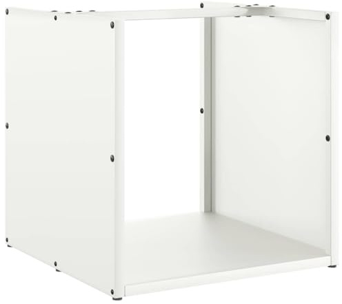 vidaXL Firewood Rack Cold-Rolled Steel 40x40x40 cm White - Large Capacity Log Holder, Stylish Indoor/Outdoor Wood Storage Solution, Requires Assembly