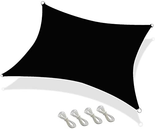 Toldo parasol de 3 x 4 m, color negro, con cuerdas de montaje, ideal para patios y uso al aire libre