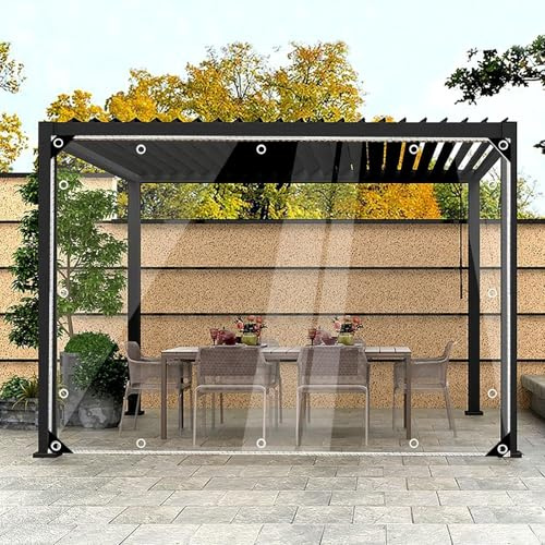 Plane Transparente mit Ösen, 0.3mm wasserdichte Durchsichtig Abdeckplane, wasserdichte Zeltplane, Plane Transparent für Außenbereich Gartenmöbel Pflanzen Gewächshaus (0.9x1.9m)