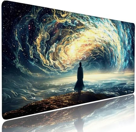 Tapis de Souris XXL Abstrait sous Main Bureau Gaming Accessoire Clavier Mouse Pad Paysage Etendu Large Tapis Gaming 1400x600x3mm avec Base en Caoutchouc, Bords Surpiqué Antidérapant Étanche d-241