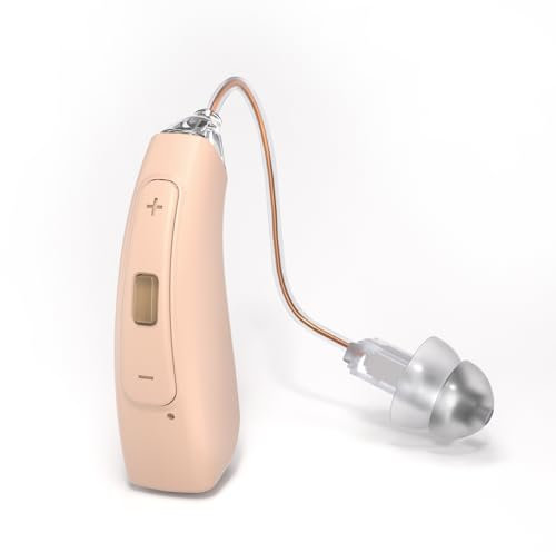 32 Canali con Riduzione del Rumore - Dispositivo Audio Ricaricabile, 20 Ore Autonomia, Design Invisibile e Leggero, Regolazione Volume, Facile da Usare per Anziani, cachi