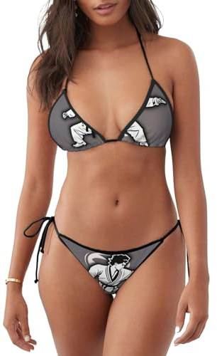 Karate-highkick-icon Print Bikini Sets for Women, Swim Suits for Womens 2025 Bathing Suit for Womens Two Piece Sexy Swimsuit Black