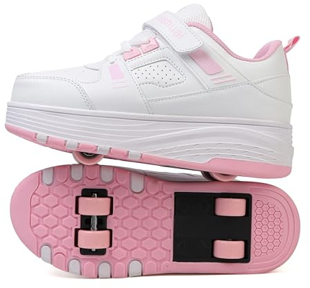 Skridsko Zapatos con Ruedas para niños y niñas, Zapatillas de Deporte al Aire Libre con Ruedas para niños, Zapatillas de Skateboard con 4 Ruedas Ajustables para Pascua, Cumpleaños, Navidad