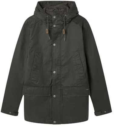 Springfield Waxed Parka with Hoody Capucha, Caqui, L para Hombre