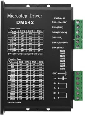 Tofelf CNC Digital Microstep Driver DM542 – 2-Phasen-Digital-Schrittmotorsteuerung, 20–50 V DC, max. 4,2 A, für Motoren der Serien Nema 17, 23 und 34, ersetzt M542, M542H