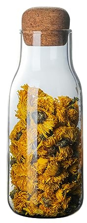 TOPPERFUN Tarro de Cristal Hermético de 600ml, Vidrio Borosilicato | Tapa de Corcho Redonda, Alta Transparencia, para Cocina y Hogar, Apto para Galletas y Alimentos